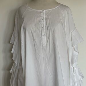 Splendid White Button-Up Ruffle Blouse